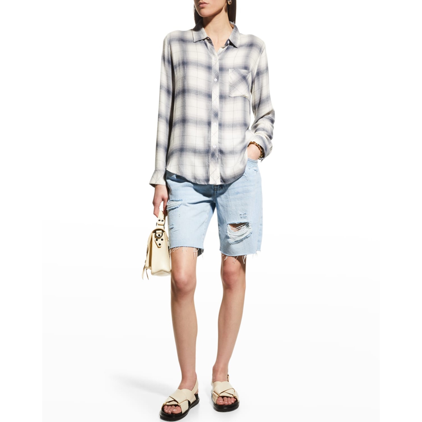 Rails 'Hunter' White Long Sleeve Top / Blouse Size M